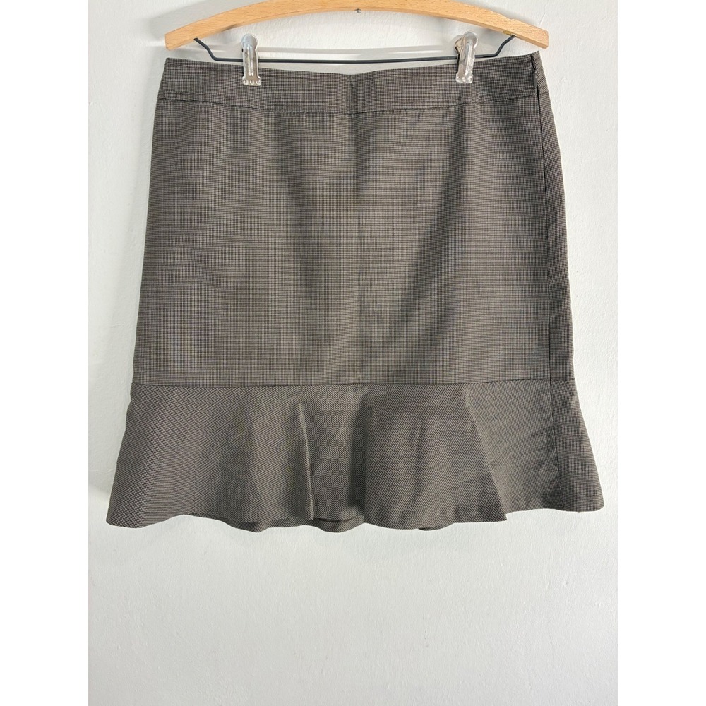 Ann Taylor LOFT Houndstooth Skirt Women's Size 6 Ruffle Hem Career